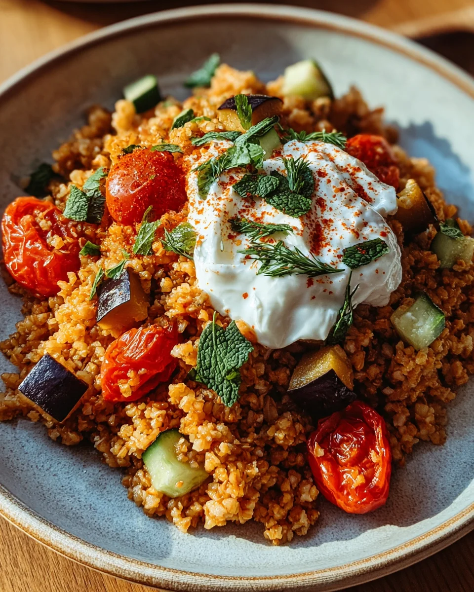 Bulgur mit Tomaten, Aubercucumber wateren und Joghurt image 2