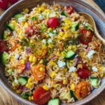 Bunter Reissalat mit Pesto Dressing