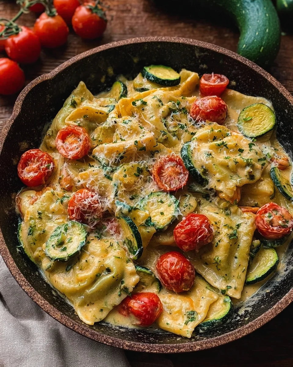 Cremige Maultaschenpfanne mit Zucchini und Tomaten image 2