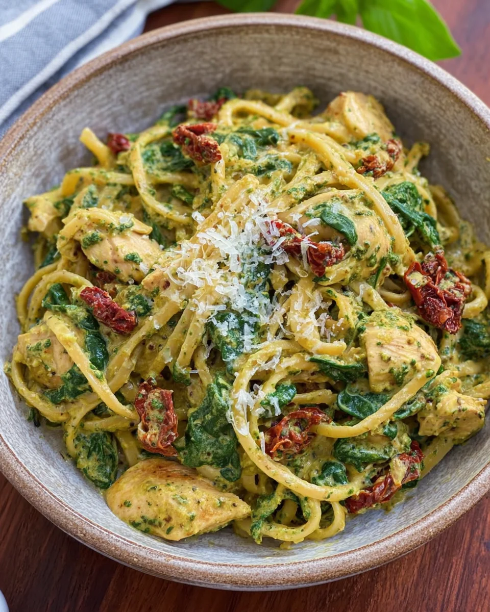 Cremige Pasta-Pfanne mit Hähnchen und Pestosauce image 2