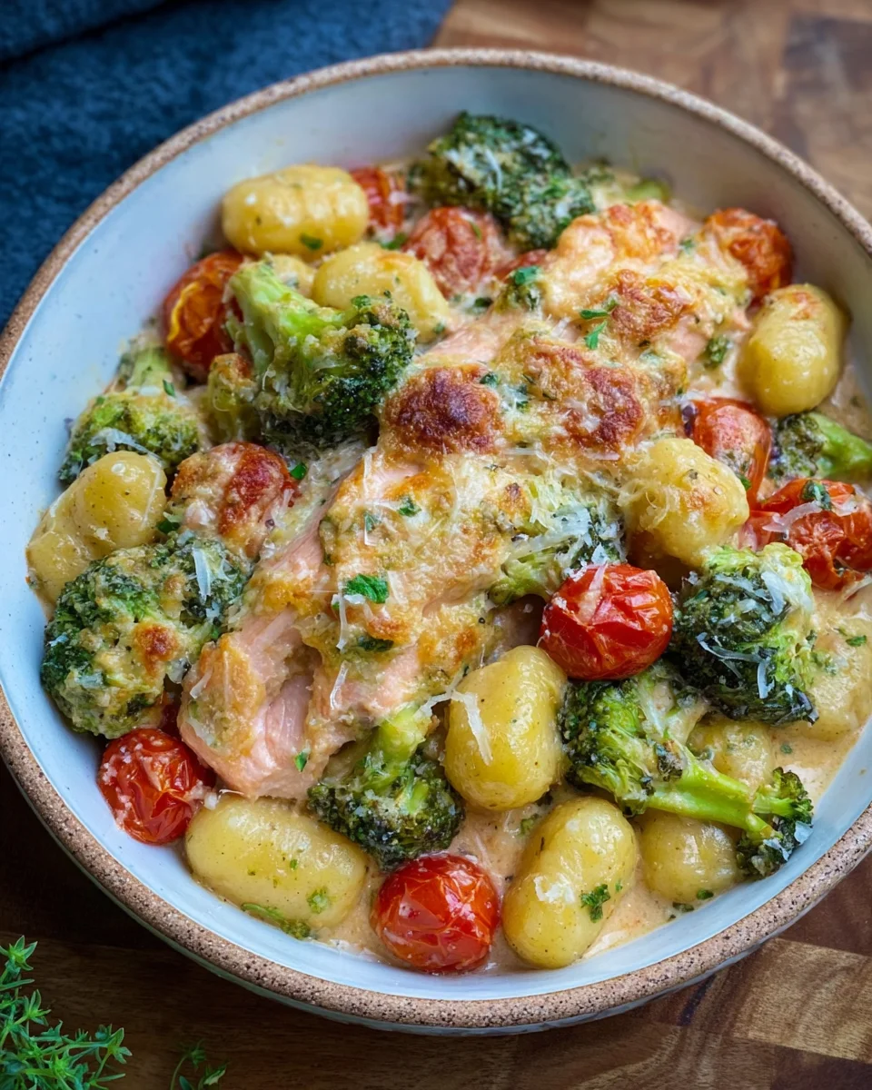 Cremiger Gnocchi Auflauf mit Lachs, Brokkoli und Tomaten image 2