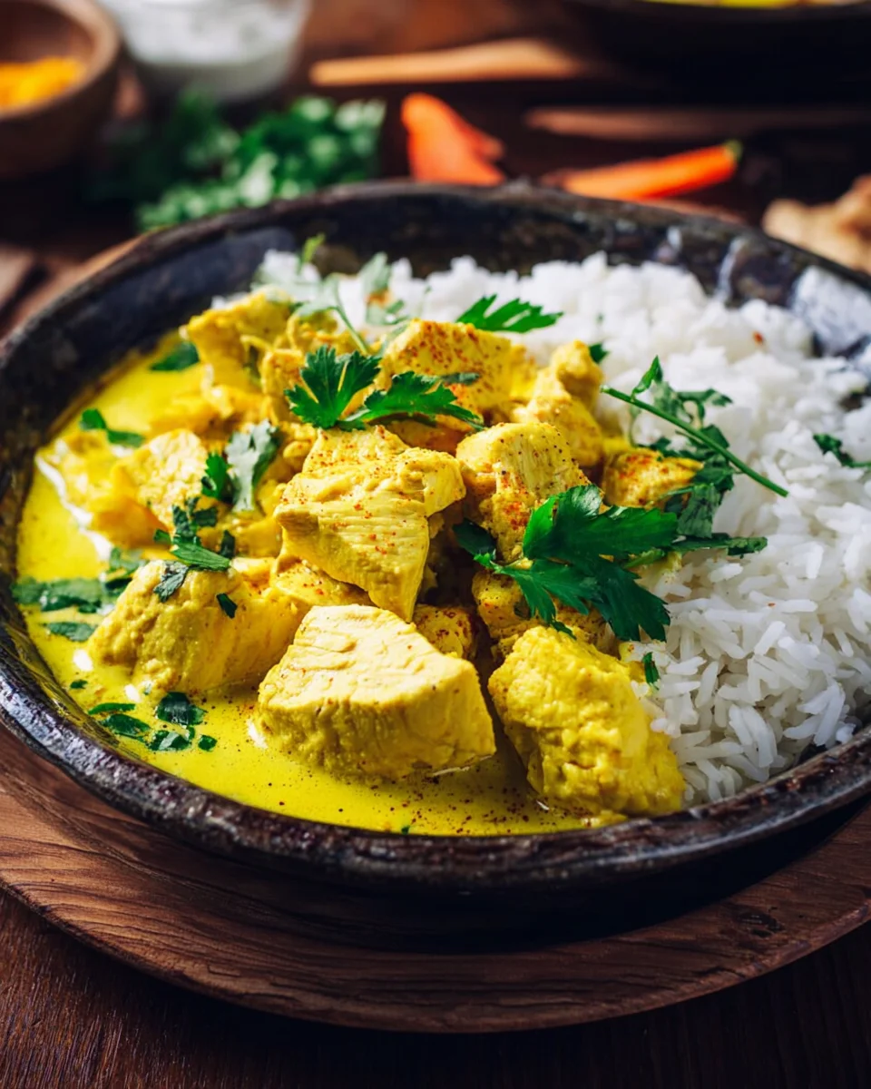 Cremiges Hähnchen-Curry mit Kokosmilch und Reis image 2