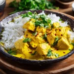 Cremiges Hähnchen-Curry mit Kokosmilch und Reis