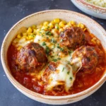 Fleischbällchen aus dem Ofen mit Tomatensauce und Mozzarella