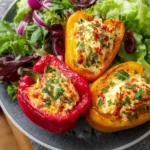 Gefüllte Feta Paprika mit buntem Salat