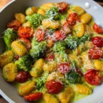 Gnocchi Pfanne mit Brokkoli und Tomaten in Pestorahm