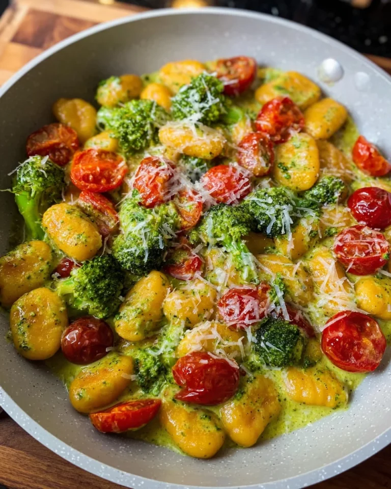 Gnocchi Pfanne mit Brokkoli und Tomaten in Pestorahm