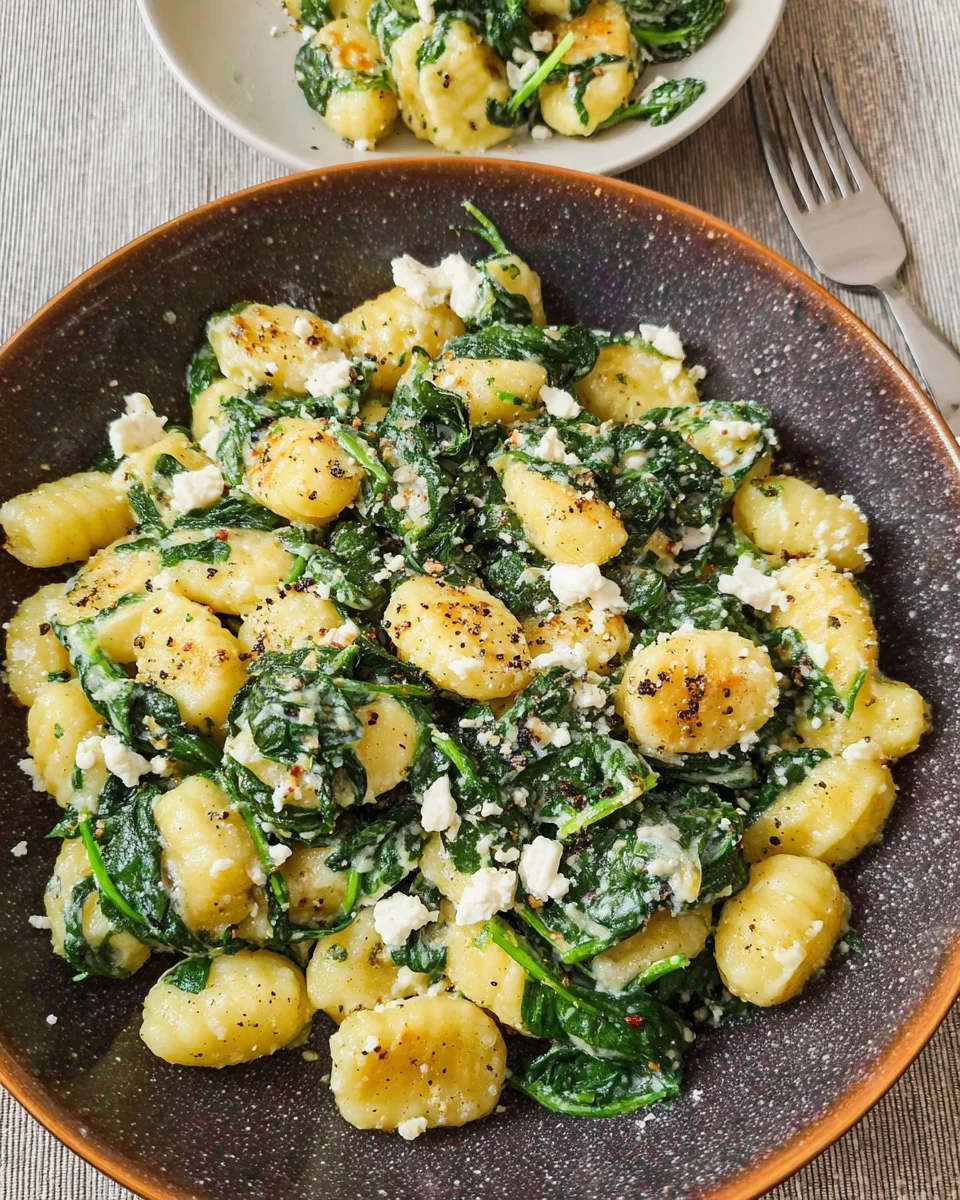 Gnocchi Pfanne mit Spinat und Feta - einfach & schnell image 2