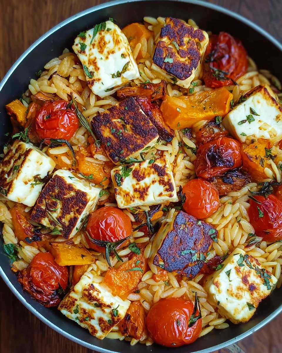 Halloumi Orzo Auflauf mit Kürbis und Kirschtomaten image 2
