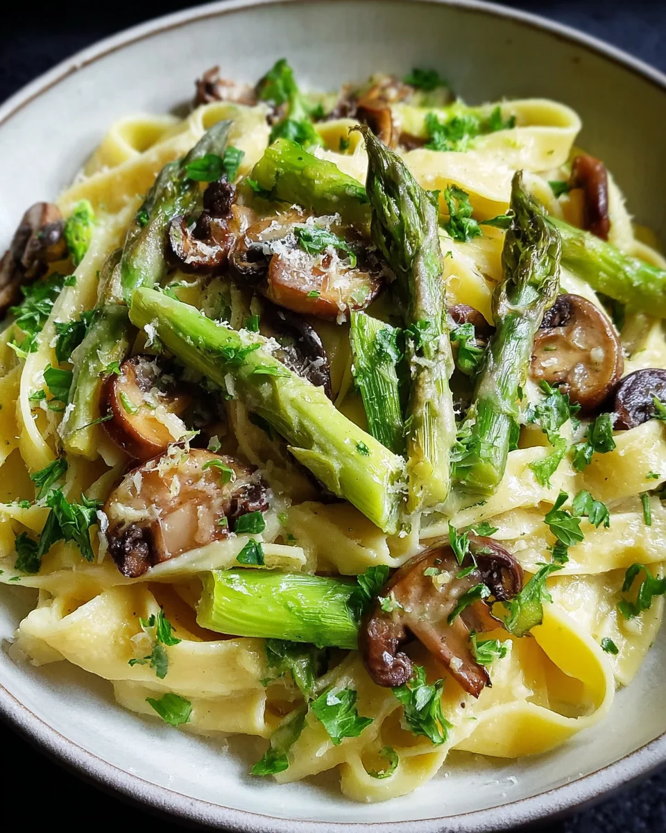Grüner Spargel mit Pilzen auf Bandnudeln: Ein Unglaubliches Ultimatives Rezept für 4 Personen image 2