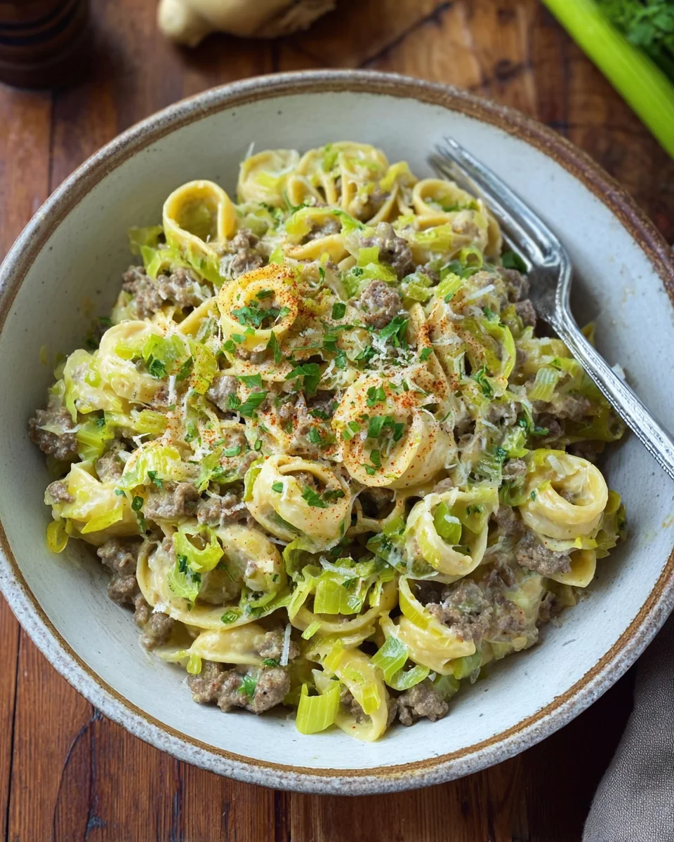Käse-Lauch Pasta mit Hackfleisch image 2
