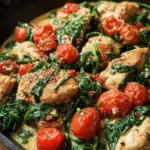 Keto Hähnchen-Spinat-Tomaten-Pfanne
