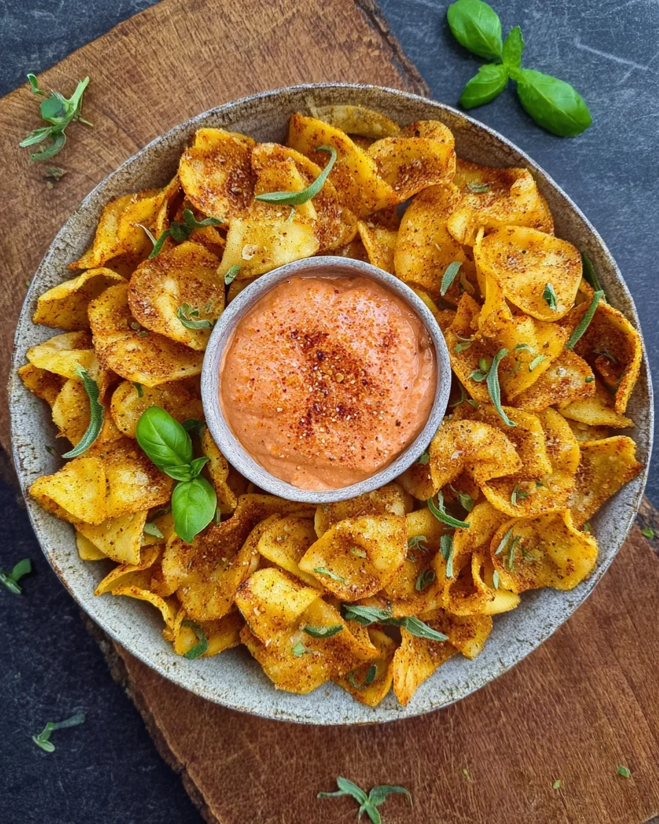 Knusprige Pasta Chips mit cremigem Dip image 2