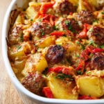 Leckerer Kartoffelauflauf mit Bratwurst