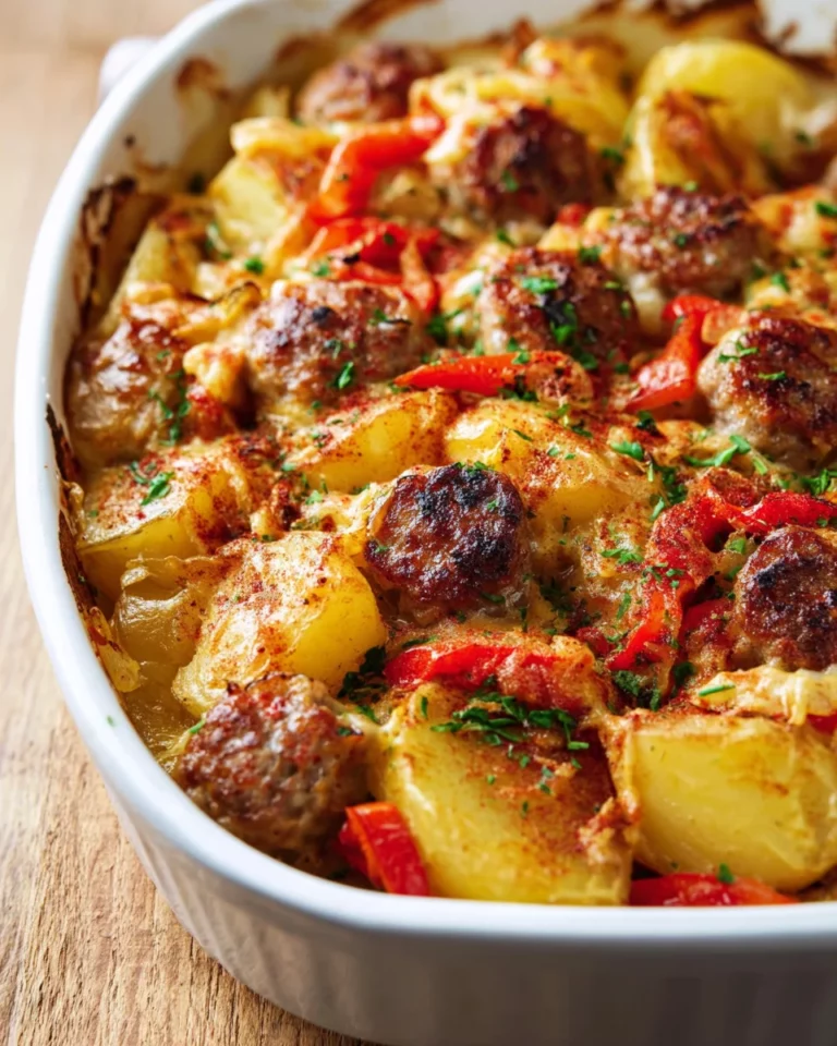 Leckerer Kartoffelauflauf mit Bratwurst
