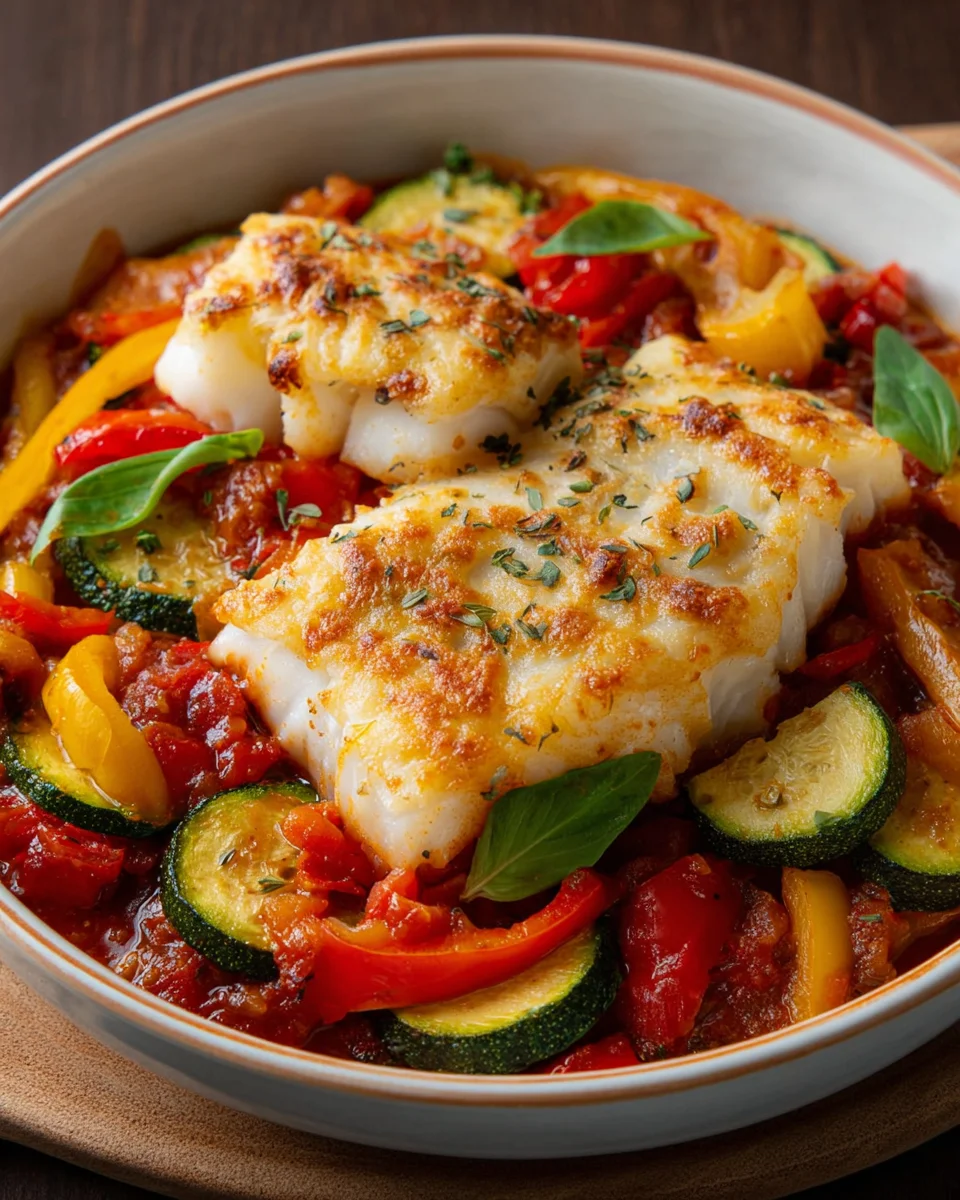 Mediterraner Fischauflauf mit Kabeljau, Paprika & Zucchini image 2