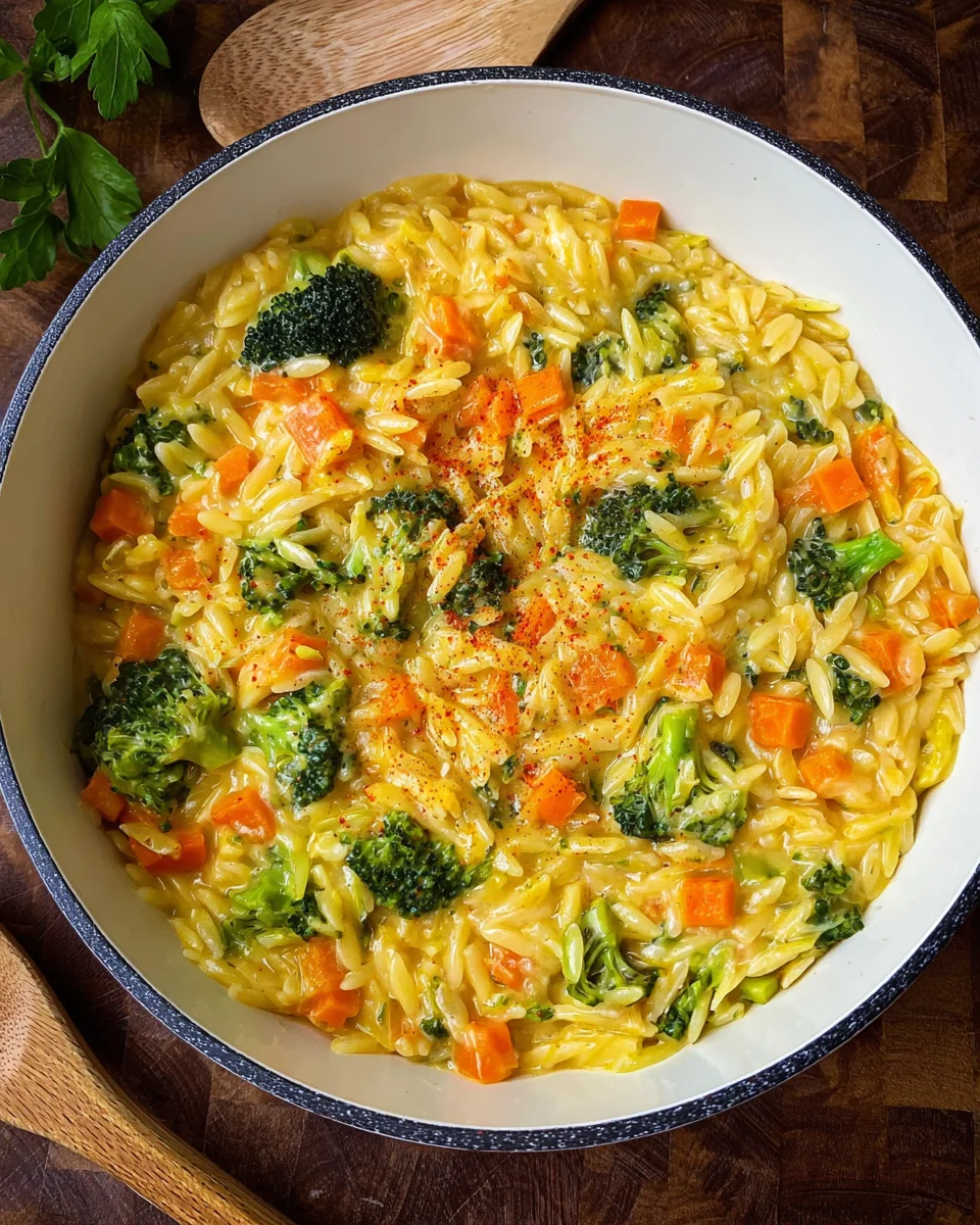 One Pot Orzo-Pasta mit Brokkoli, Möhren und Cheddar image 2