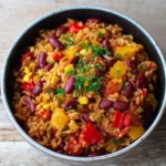 One-Pot-Reis mit Paprika, Bohnen und Mais