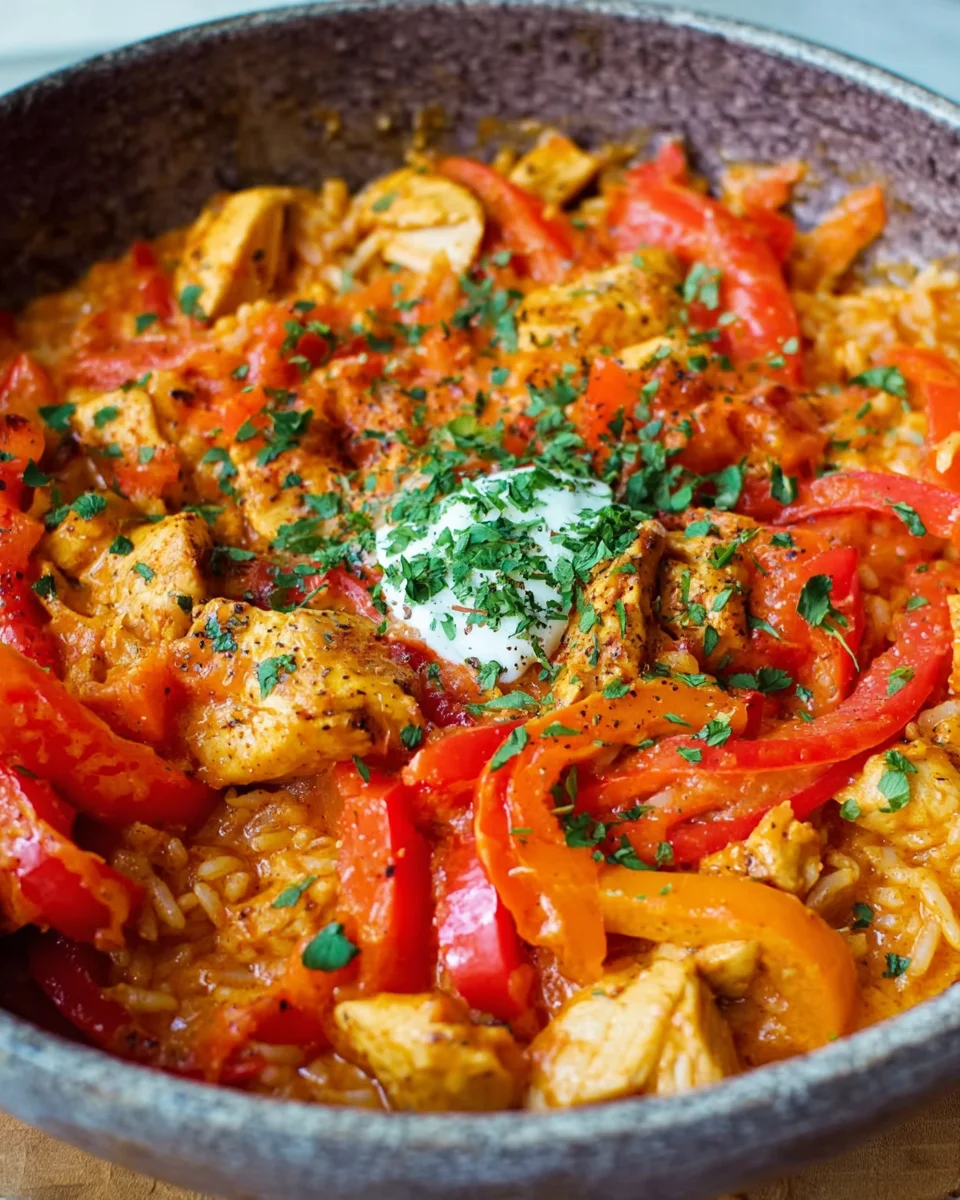 Paprika-Hähnchen-Pfanne mit Reis - cremig & lecker image 2