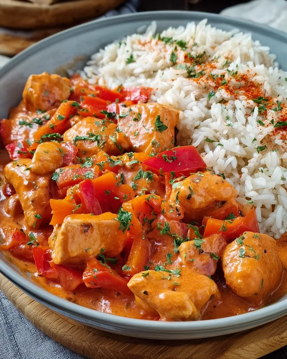 Paprika Sahne Hähnchen mit Reis image 2