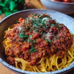 Schnelle vegetarische Linsenbolognese