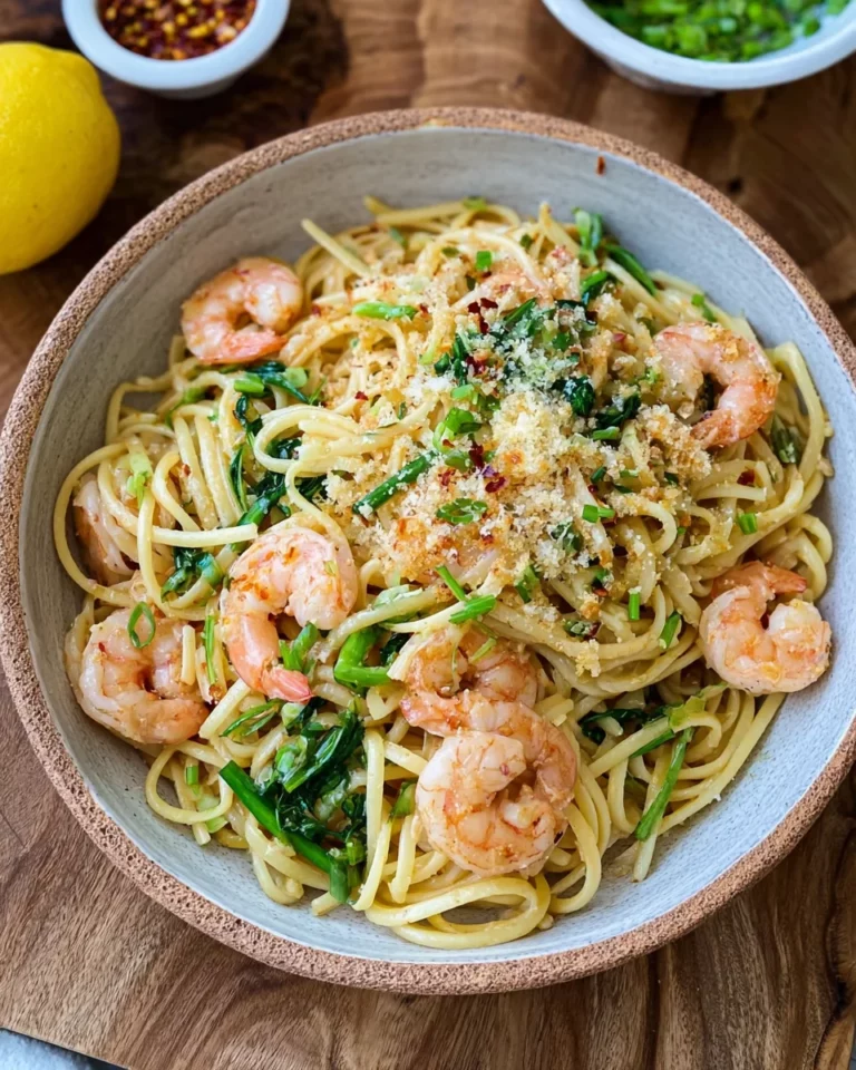 Sommerpasta mit Zitronensauce und Garnelen