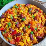 Vegane Mexikanische Reispfanne mit Bohnen & Mais