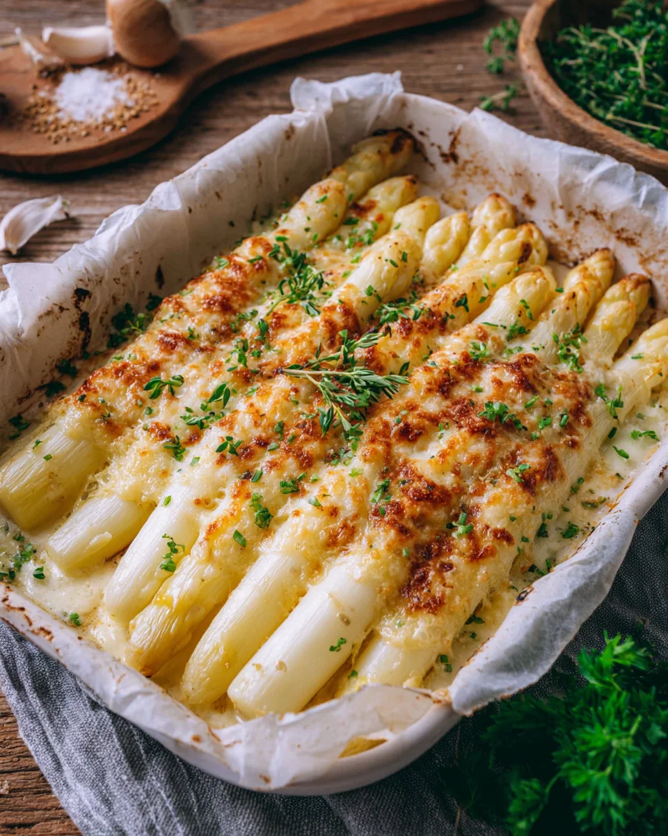 Weißer Spargel im Ofen mit Käse – einfach & überbacken image 2