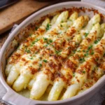 Weißer Spargel im Ofen mit Käse – einfach & überbacken