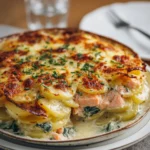 Zarter Lachs Auflauf mit Kartoffeln