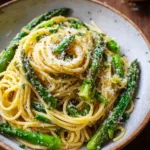 Zitronen Parmesan Spaghetti mit grünem Spargel