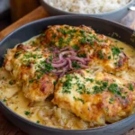 Zwiebel-Sahne-Hähnchen aus dem Ofen